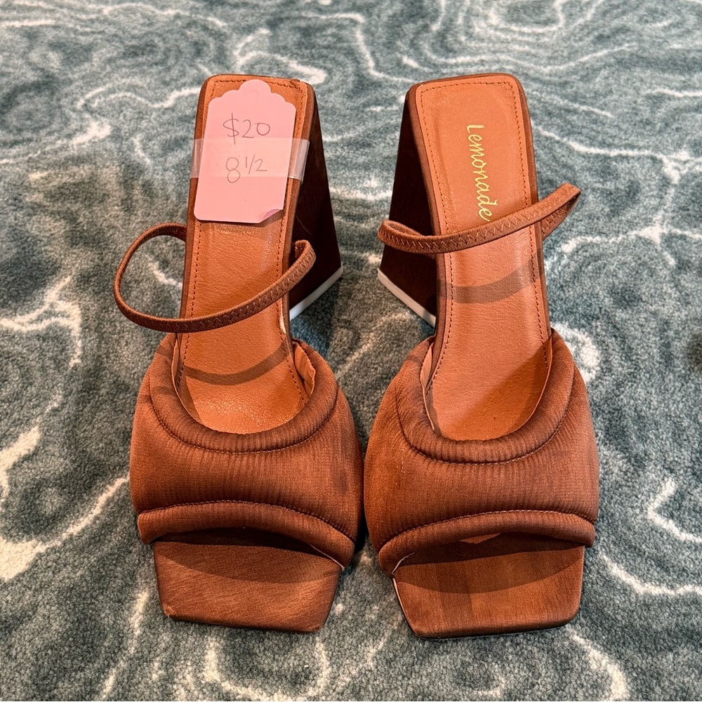 Chunky Brown Satin Heel